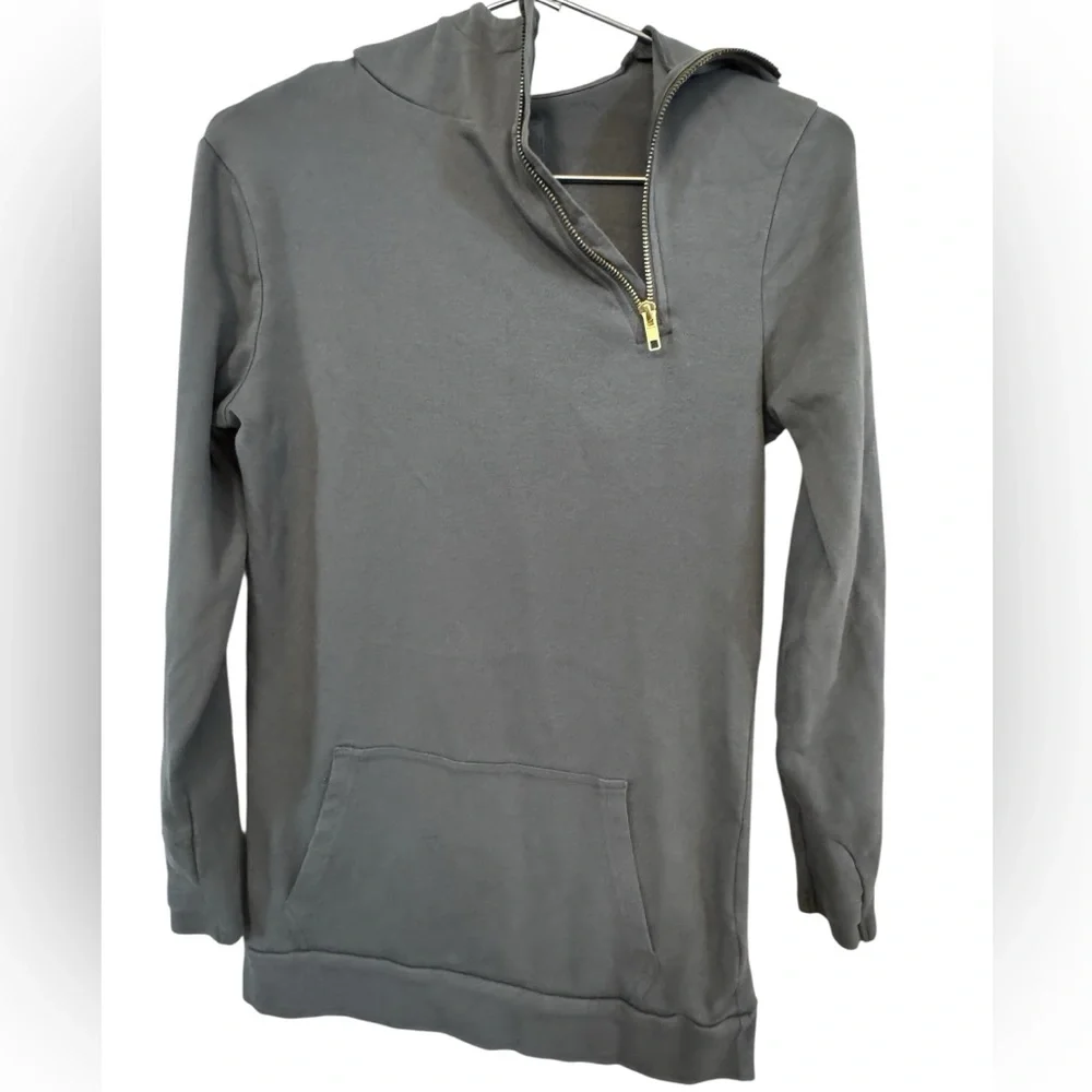 High End Lily & Lottie Gray Asymmetrical Hoodie w/ Gold Zipper Women’s S MINTY